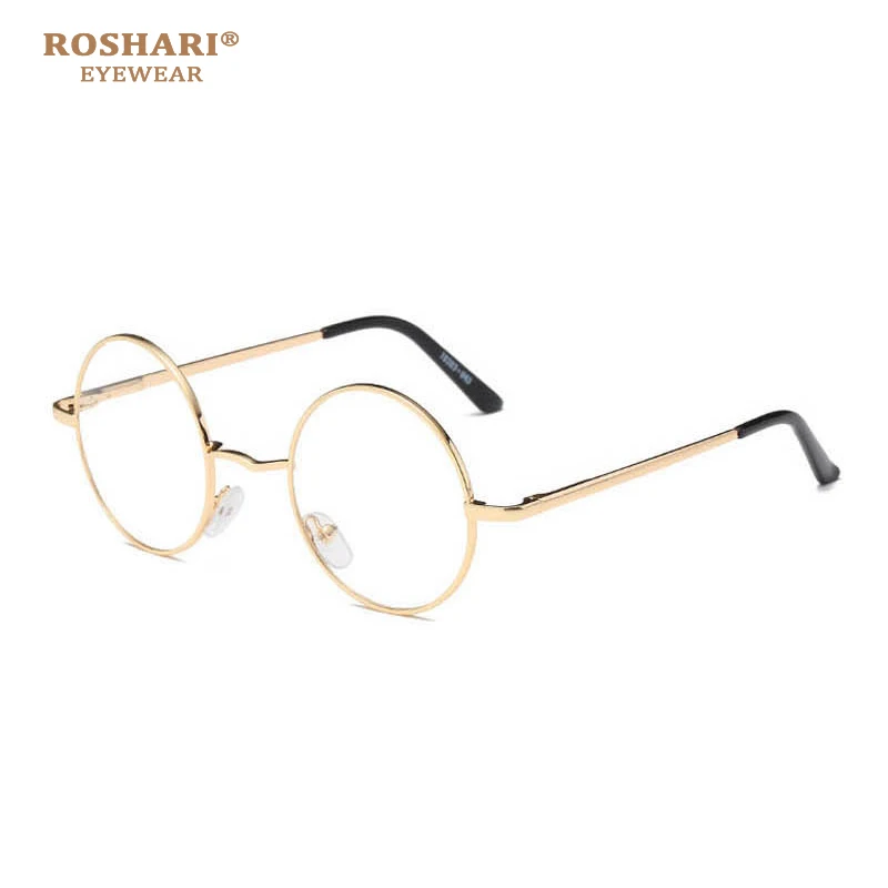 RoShari Модные Винтажные ретро металлические оправы прозрачные линзы очки Ботан очки в духе гиков очки черные круглые очки A55