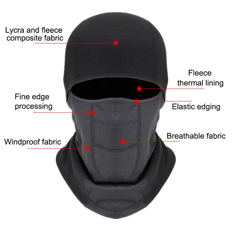 Зимняя флисовая Тепловая мотоциклетная Полнолицевая защита от пыли, водонепроницаемая ветрозащитная маска для лица, шапка, шейный шлем, Лыжная маска, Балаклавы - Цвет: Full face mask B