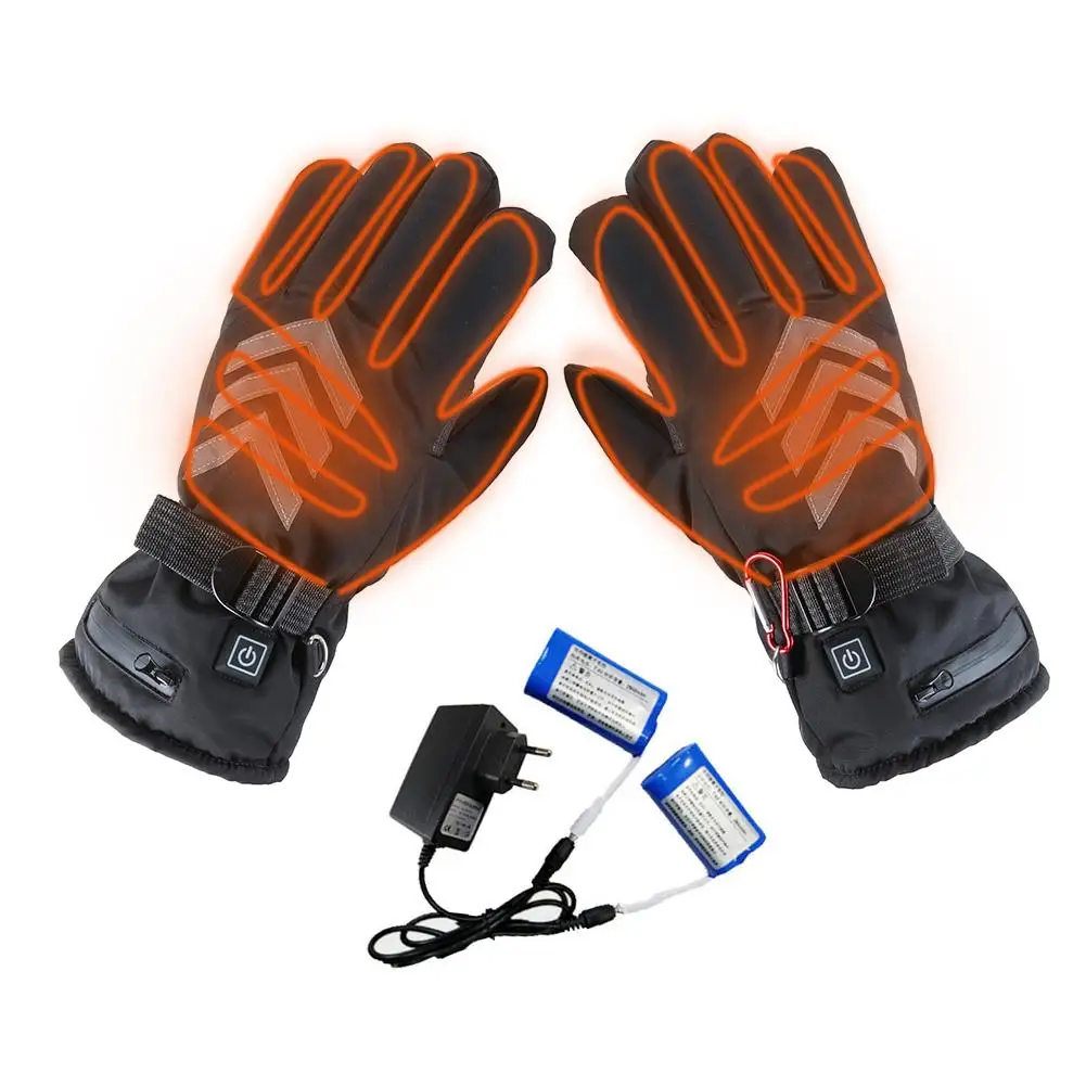 США/ЕС Plug зимние Утепленные перчатки с подогревом грелка для рук перезаряжаемый аккумулятор для Мотоциклетный лыжный велосипедный Электрический перчатки