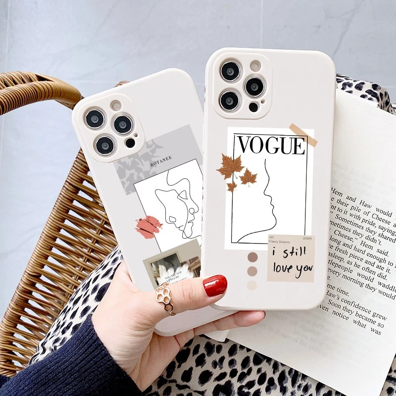 Vogue soft Case For iPhone 11 12 Pro Max mini 7 8 6 6S Plus XR X XS MAX se Liquid silicone phone Cover Trend Magazine fundas iphone 7 cardholder cases