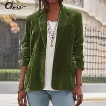

Celmia Women Solid Blazer Suit 2022 Autumn Office Lady Elegant Long Sleeve Lapel Collar Jacket Causal Buttons Coat Outerwears