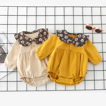 

2019 Baby Bodysuit Outfit Long Sleeve Boys Clothes Daddys Little Girls Jumpsuit Peter Pan Collar Baby Cicishop