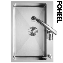 FOHEEL SUS304 кухонная раковина из нержавеющей стали с одним слотом для раковины, кухонная раковина 50*45 см с сливной корзиной и сливной трубой