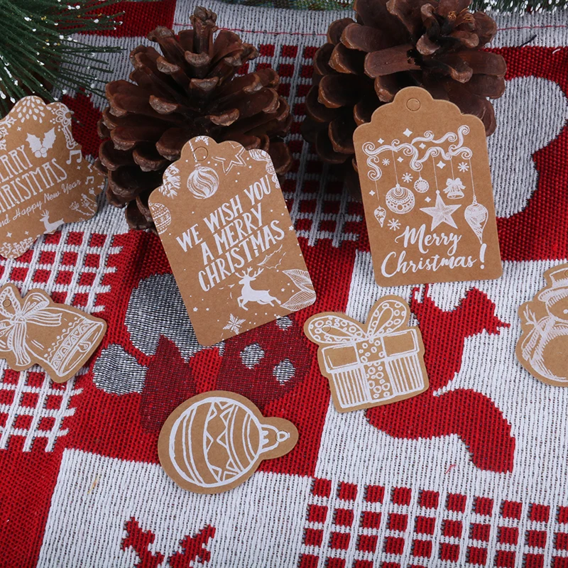 50 шт., рождественские украшения, бумажные открытки, Рождественский Декор для дома, скрапбукинг, Navidad label noel tag natal, год