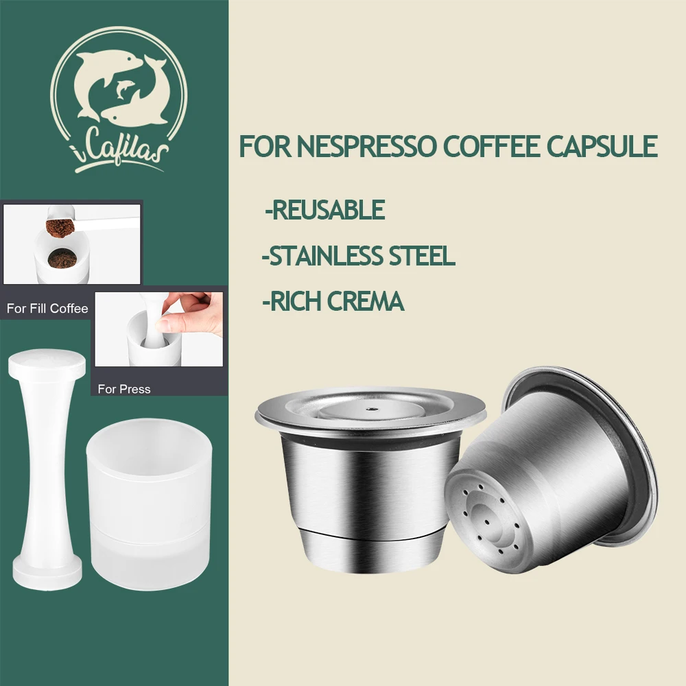 Icafilas Capsula Riutilizzabile Pod Ricaricabile Crema Espresso 2 In 1 Utilizzo Filtro Caffè Riutilizzabile Per Nespresso Essenza C30 D30