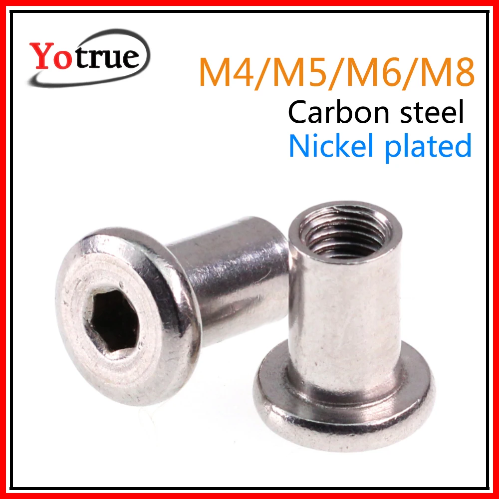 50100pcs/lot Plywood Nut M4/m5/m6/m8 Carbon Steel Nickel Plated Butt