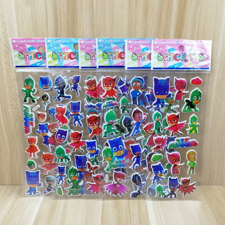 

12PCS/set pj masks model Catboy Owlette Gekko children paste puzzle cartoon stickers reward stickers Birthday Gift For kids 7X26