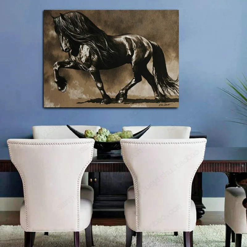 Elegant Horse Painting Wall Art Printed on Canvas
