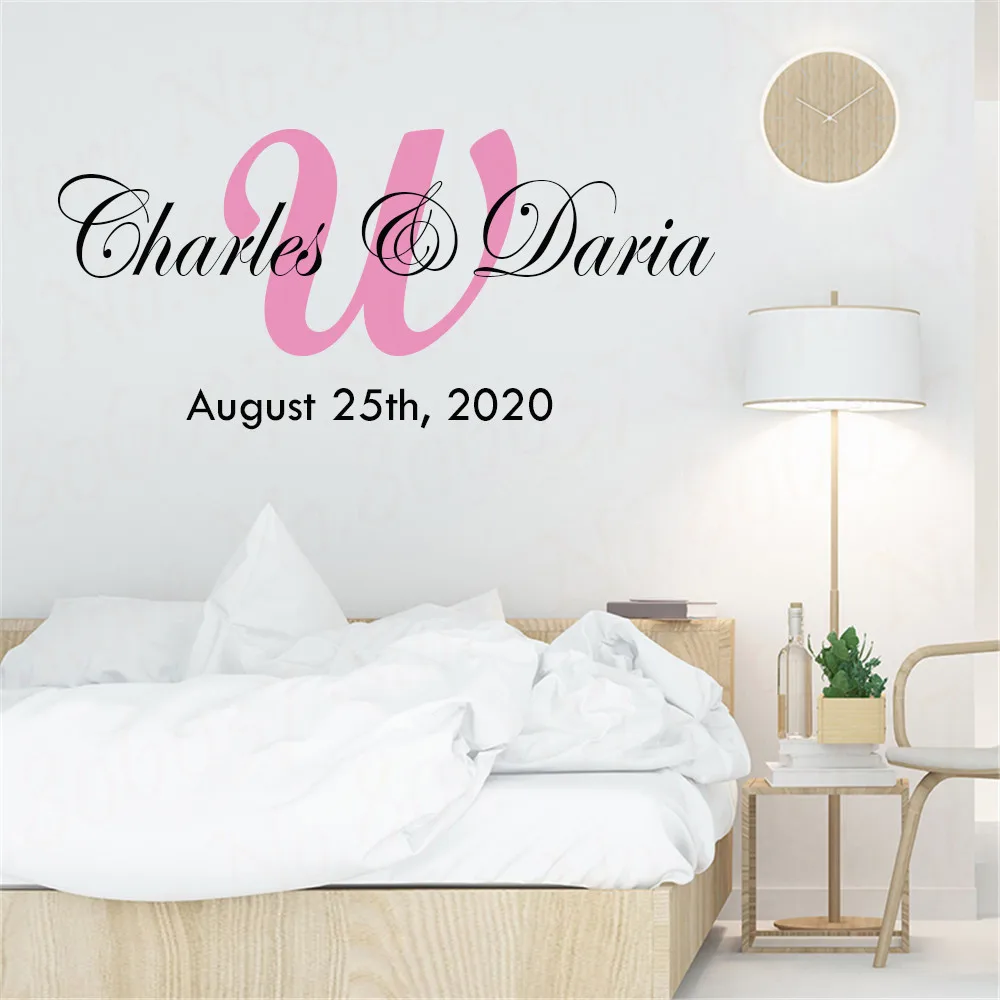 

Large Size Personalized Names Date Couple Wedding Deocration Wall Stickers Custom Name Wedding Decor Design Banquet Floor Sticke
