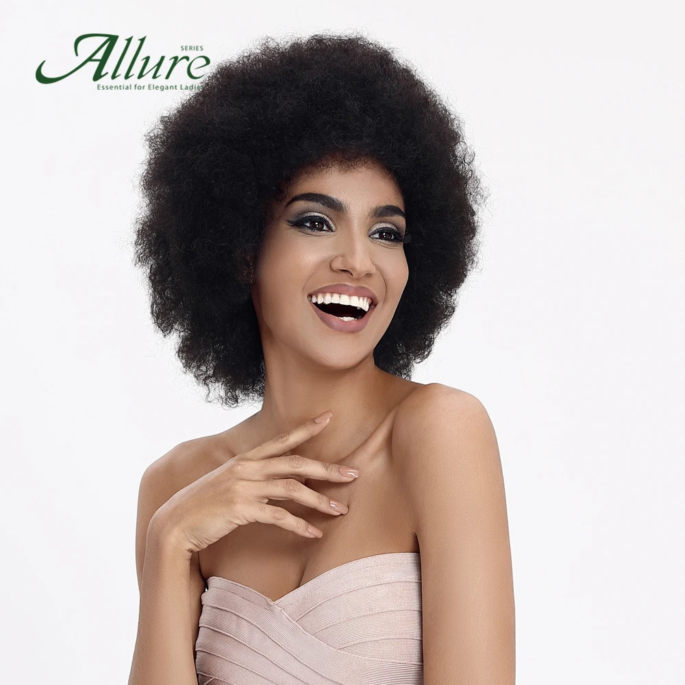 Short Afro Wig Natural Remy Brazilian Human Hair Wig For Black Women Full Machine Made Wig Free Shipping Allure (5)