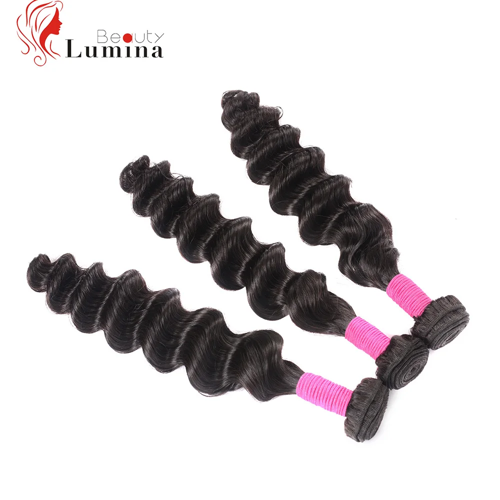 

Beauty Lumina Brazilian Loose Deep Wave 3Bundles 100% Remy Human Hair Weave Bundles 100% Remy Human Hair Double Weft Can Be Dyed