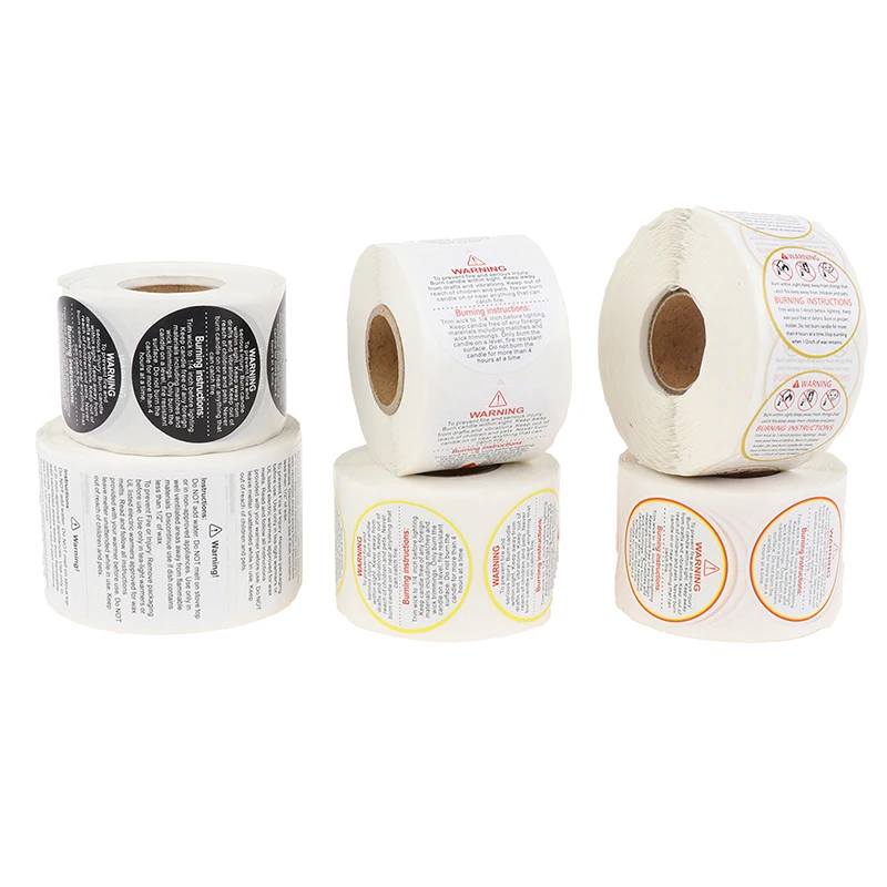 500pcs/roll Candle Warning Label Candle Jar Container Stickers Waterproof Wax Melting Safety Label Vow Sticker Label 3.8cm