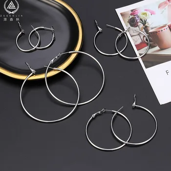 

Europe and America Hot Selling Stainless Steel Exaggeration Big Circle Earrings Ear Stud Cool Face Significant Thin Titanium Ste