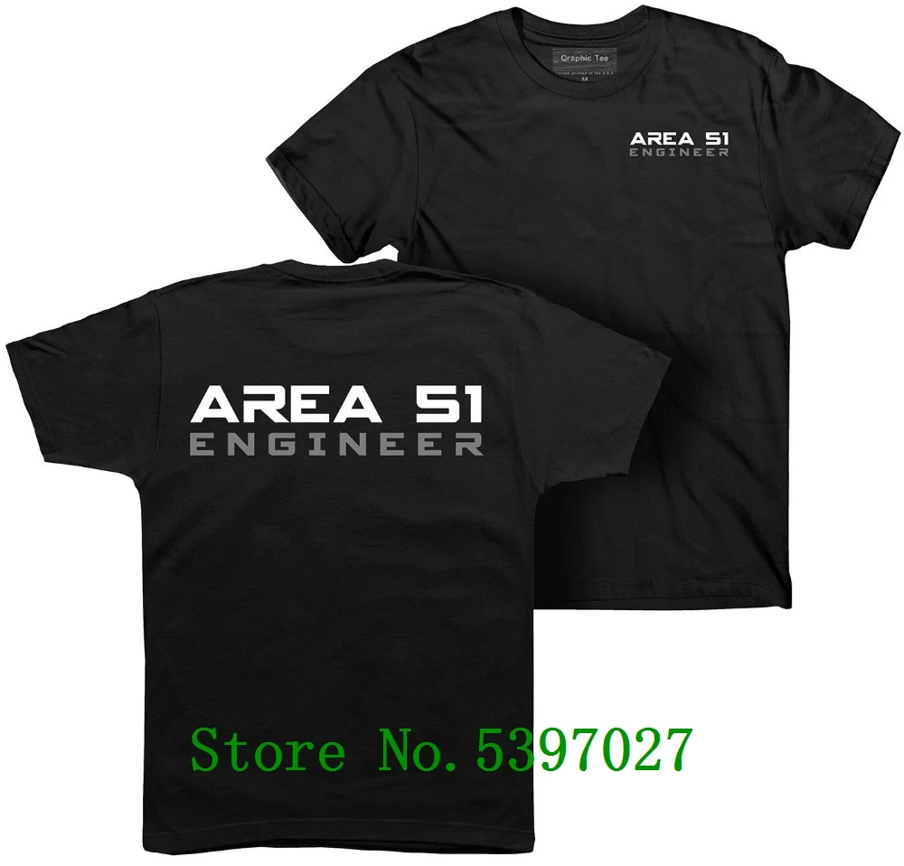 

Hot Sale Print Area 51 T-shirt Engineer T-shirt UFO CIA Conspiracy Space Alien FBI casual fashion T-Shirt Men Brand