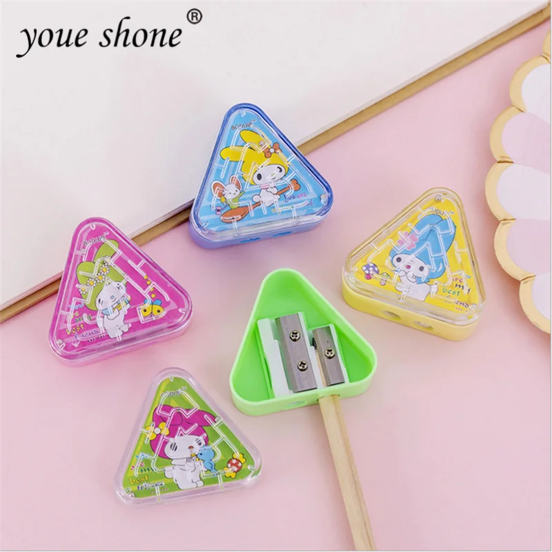 1PCS Cute Triangle Sharpener Double Hole Portable Pencil Stationery Pencils Machine Child Gift School Office Supplies |