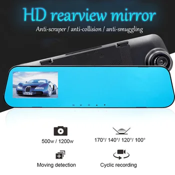 

HGDO 4.3'' FHD 1080P Dual Lens Car DVR Mirror Dash Cam auto Recorder Rearview Mirror Night Vision Rear View Camera new
