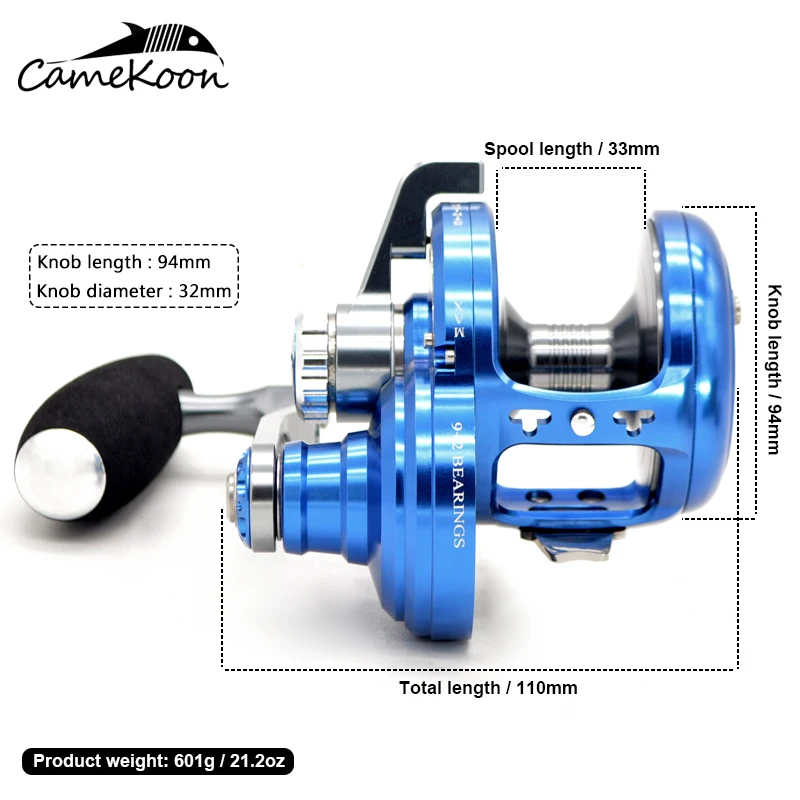CAMEKOON медленная отжимная катушка PE4#-600 м Макс тяга 25 кг 11BB барабанная катушка полная металлическая катушка из сплава Морская глубоководная катушка для троллинговой рыбалки