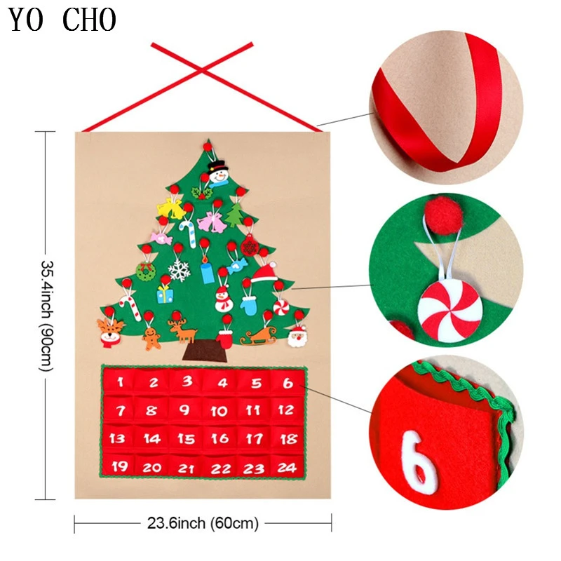 Groothandel YO CHO Kerstboom Vorm DIY Opknoping Voelde Decor Home Shop|Bomen| -