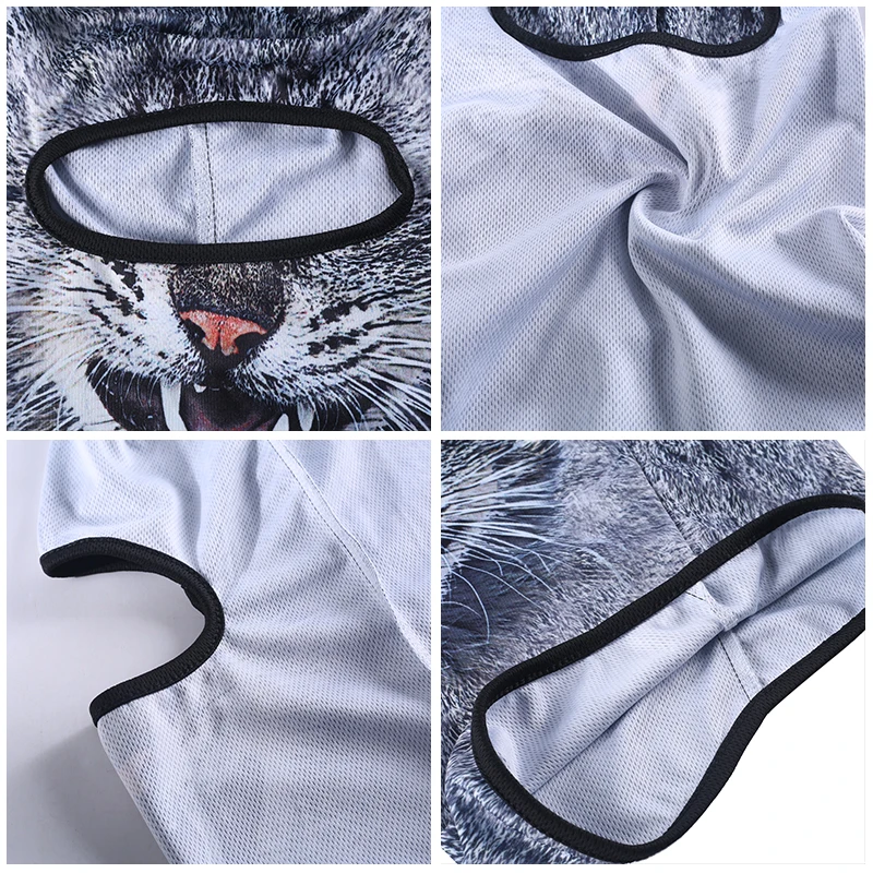 Балаклава с 3D рисунком животных кошек собак Хаски шапка дышащая для мотокросса