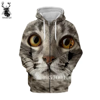 

Unisex Fashion Casual Streetwear Sweatshirt Zip Hoody Cute cat design 3D Printed Harajuku Men Zipper Hoodie Women Clothing Y852
