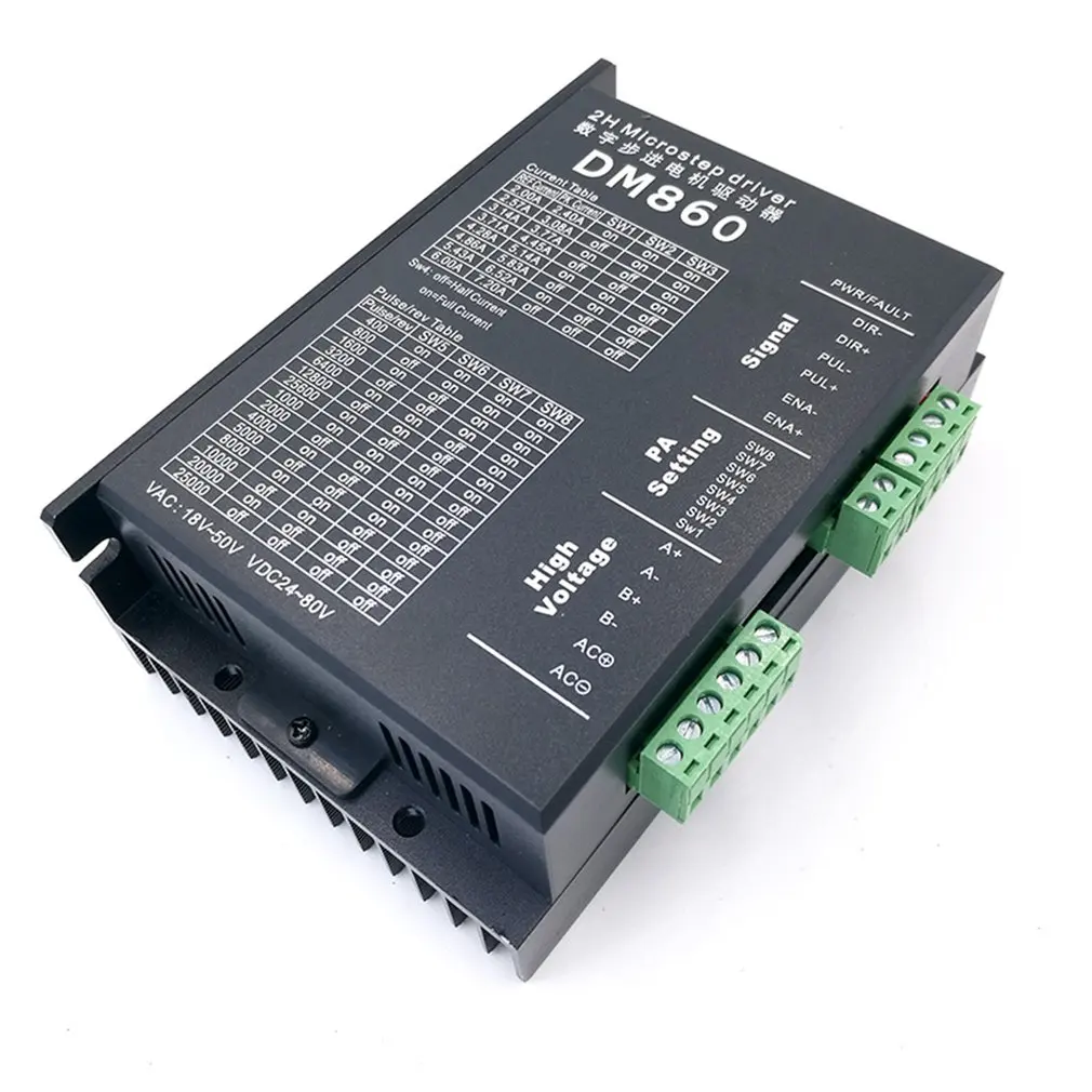 

Stepper Motor Driver Controller DM860 Micro Step Motor Brushless DC Motor Shell for 57/60/86 Stepper Motor Nema23 Nema34