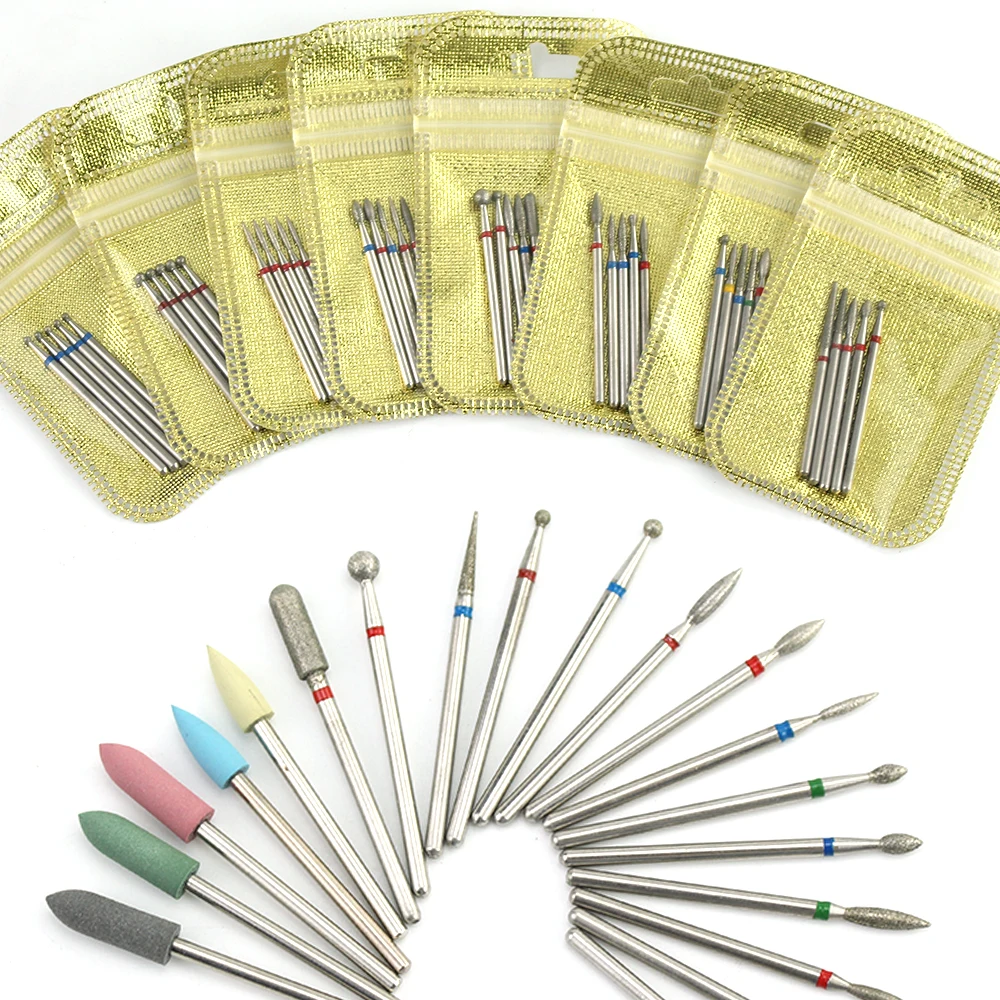 Nail Drill Bit Set Diamond Milling Cutters for Manicure Pedicure Nail Rotary Accessory Tools 5pcs