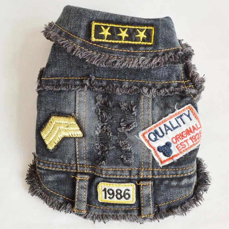 Cool Denim Dog Jacket ubranka dla psa Winter Coat Retro Pet Jeans Vest Cowboy Clothes for Small Dogs Yorkshire Drop Shipping | Дом и сад