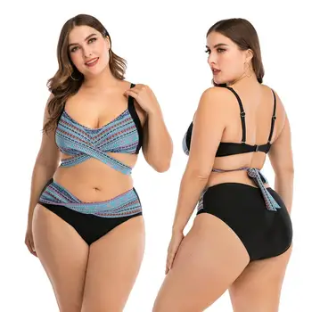 

sexy swimwear Bikini plus size tankini swimsuits for women 2 Piece Set High Waist swimming suit Push-up Padded beach Bathing Sui