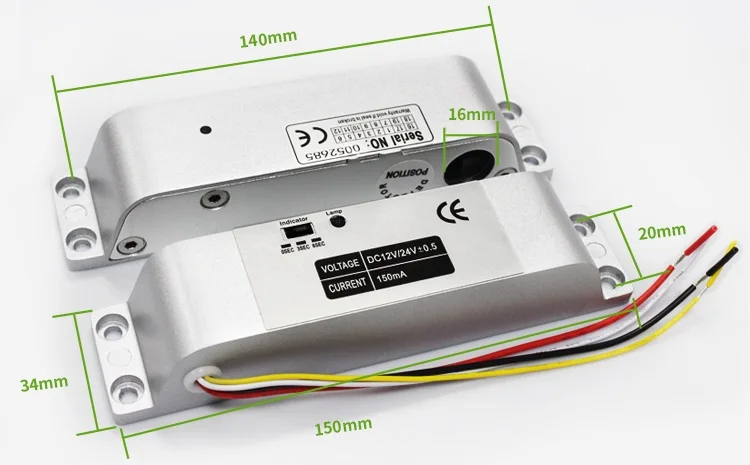 6 High Quality Electric Cylinder Drop Bolt Lock DC 12V Fail Safe for Access Control Security Lock Door System With Time Delay