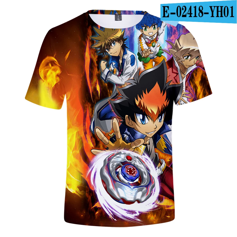 Beyblade Burst Evolution/Летняя крутая Повседневная футболка с круглым воротником и 3D-принтом модная новая футболка с круглым вырезом и короткими рукавами для взрослых/детей - Цвет: YH01