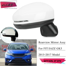 Montaje de espejo lateral de coche ZUK para HONDA FIT JAZZ 2015 2016 2017 GK5, montaje de espejo retrovisor de puerta con lámpara plegable eléctrica