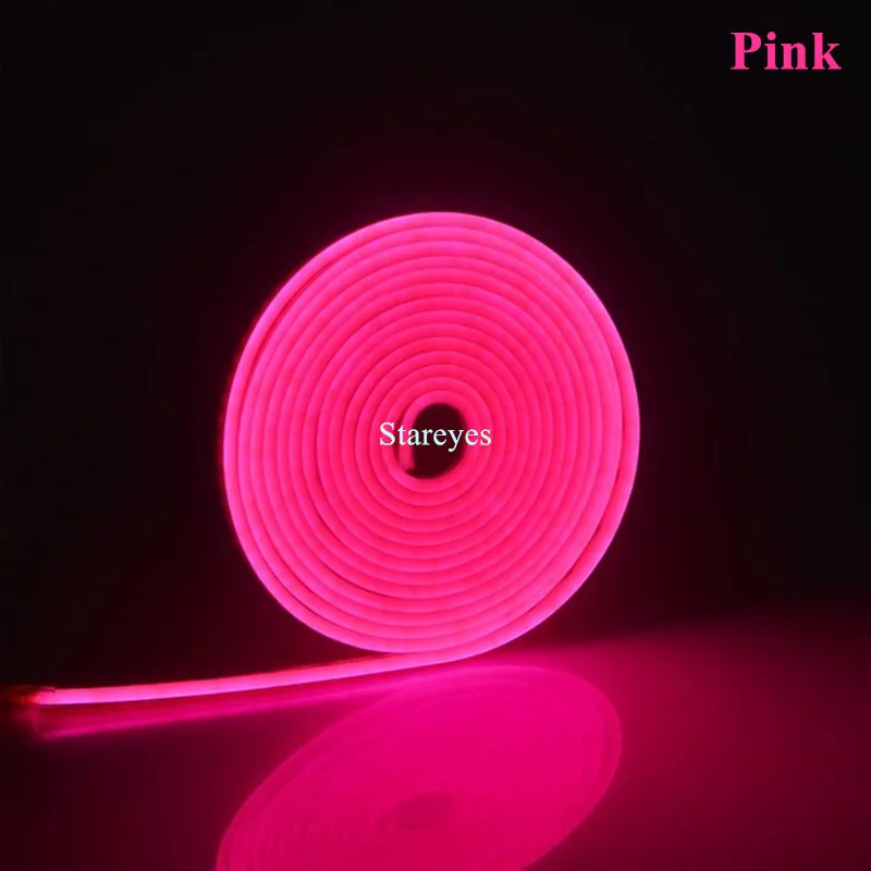 Pink Светодиодный, неоновый светильник, водонепроницаемый, 12 В постоянного тока, светодиодный, SMD 2835, 5 м, 120 светодиодный, s/m, Диодная лента, гибкая веревка для DIY, Рождественский Декор, ленты, светильник - Испускаемый цвет: Pink