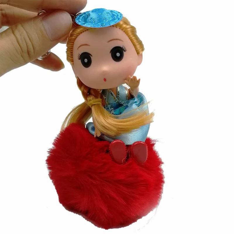 Ddung Pom-ключ "Помпон" кольцо кукла Барби кулон Женская сумка пушистый шар мультфильм девушки кулон