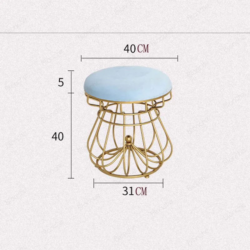 Современная круглая корона стул для спальни туалетные стулья золотистые железные ногтей магазин стул для макияжа обеденная скамейка маленький табурет оттоманка, мебель