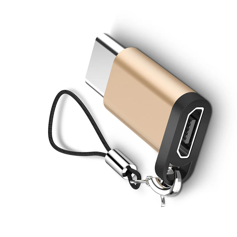 Золотой Брелок адаптер Micro USB Женский к USBC Мужской конвертер для huawei mate 20 X Pro P20 samsung S9 Micro Usb к type-C зарядное устройство - Цвет: Золотой