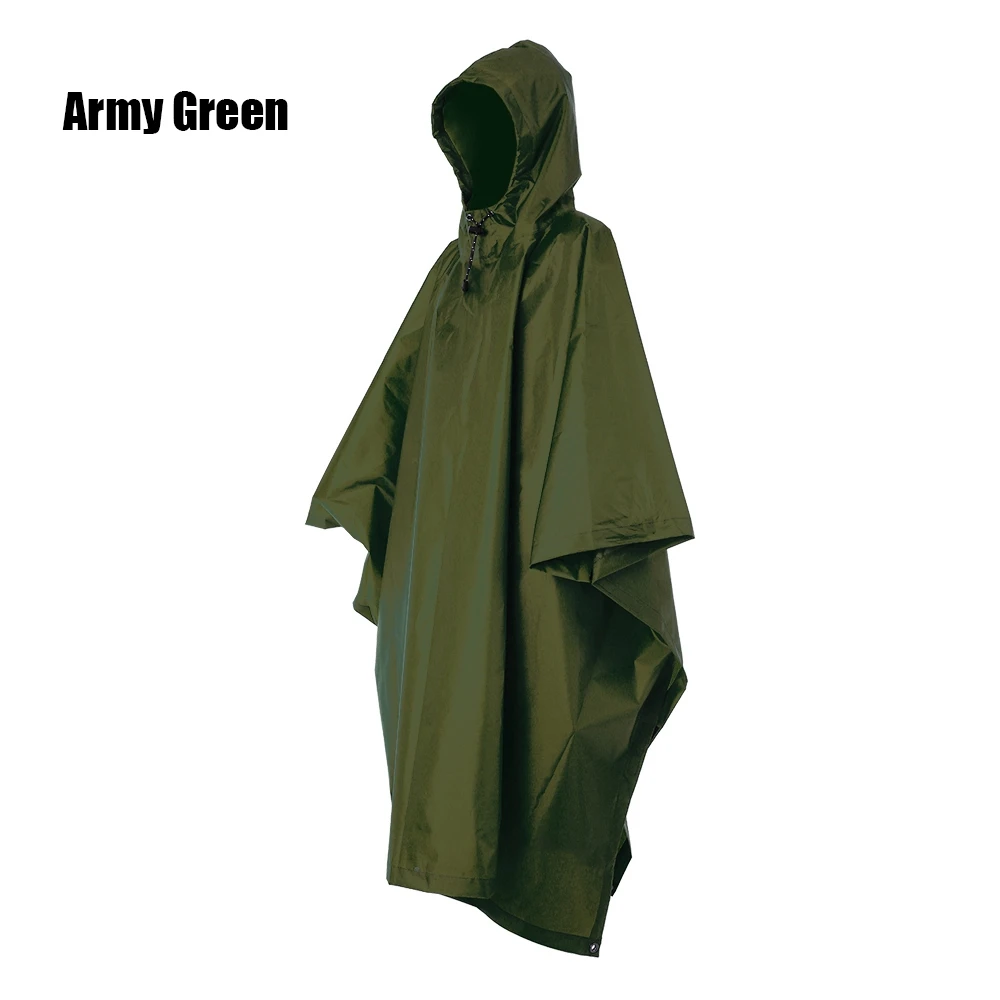 Army Green 3 в 1 плащ-рюкзак дождевик капюшон для пешего туризма Велоспорт дождевик пончо водонепроницаемый тент для кемпинга коврик для палатки - Цвет: Army Green
