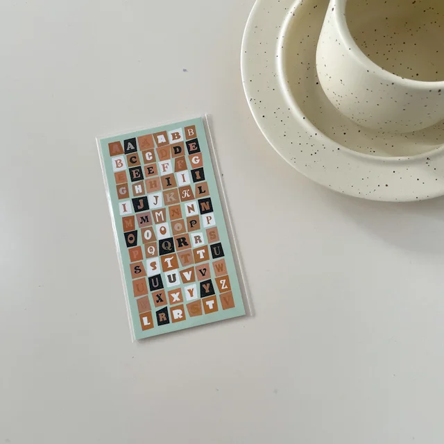 1Pc Ins Color Grid Art Letters Korean Sticker Creative Aesthetics DIY Manual Photo Album Scrapbook Stationery Kawaii Sticker 1Pc Yellow