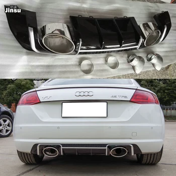 

PP Rear Bumper Diffuser Lip With Exhaust Tips Stainless steel for Audi TT Standard MK3 Coupe 2 Door 2015 - 2019 not fit TTS TTRS