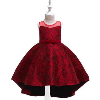 

Top Quality Party Girl Silk Trailing Flower Princess Dress Baby Girls Toddler Cotton Inner Wedding Formal Dresses 3-10Y BW319