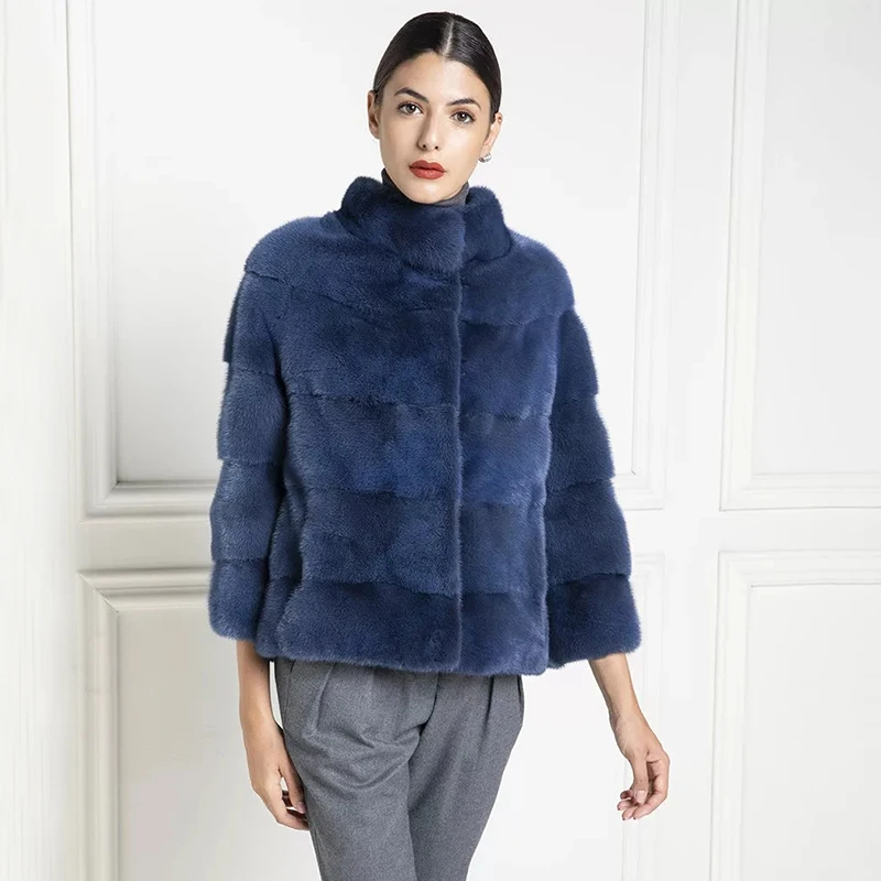 Новое поступление, настоящая норка, пальто для женщин, роскошная Толстая теплая куртка из натуральной кожи с натуральным мехом, верхняя одежда - Цвет: MC196