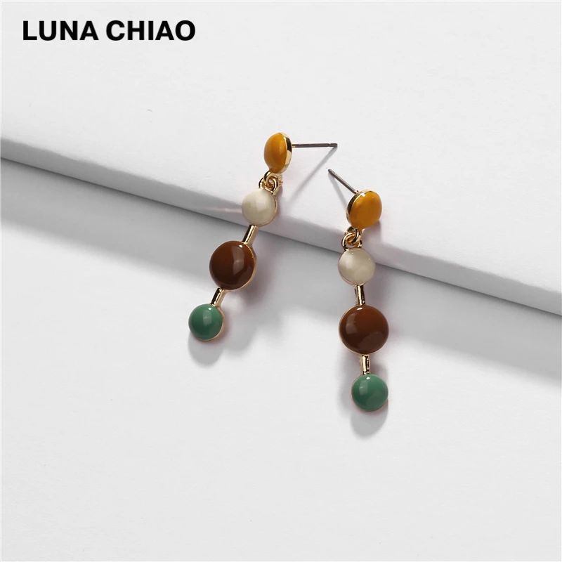 

LUNA CHIAO Fashion Jewelry Accessories Enameled Mini Disc Drop Earrings Colorful Dangle Earrings for Women