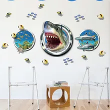SK9017 подводный мир Акула 3D эффект подводная лодка Гостиная наклейки на стену импортные товары; водонепроницаемых съёмных