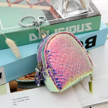 

Laser Small Coin Purse Shining Color Snake Pattern PU Mini Zipper Coin Bag Handbag Purse Cute Headset Bag Key Ring Coin Purse