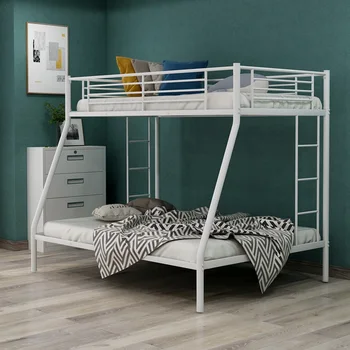 

Twin Over Full Bunk Bed Frame Set With Two-side Ladders Bedroom Furniture