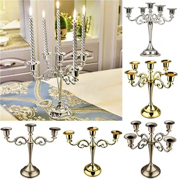 

Candle Holders Home Romantic Votive Tea Light Candle Holder Tray Mirrored Metal Plate Copper Home Decor Dining Table Decor