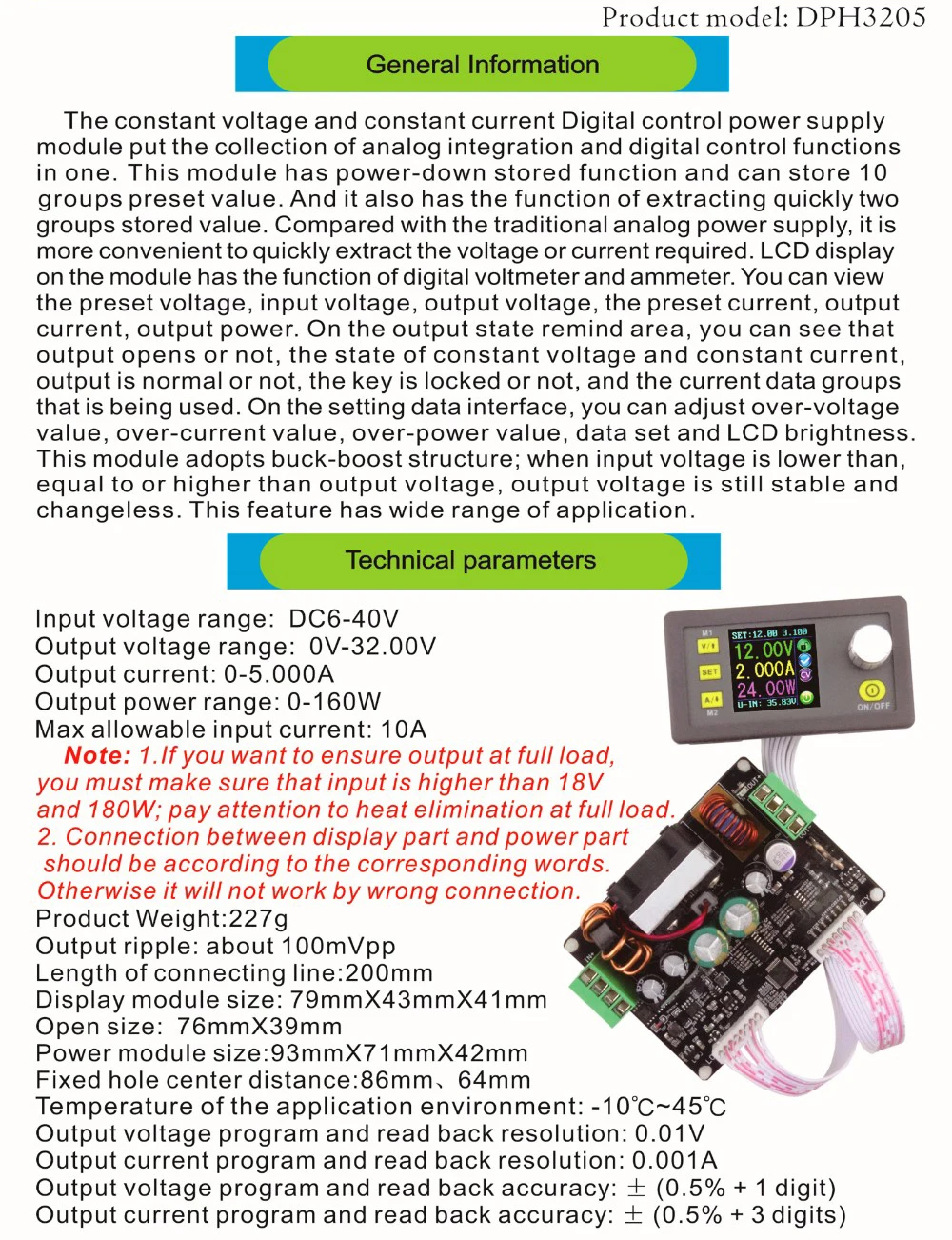 DC0-32V Power Supply Color LCD Digital Control CNC DC Buck-Boost Power Supply Constant Voltage Current Voltmeter Ammeter DPH3205