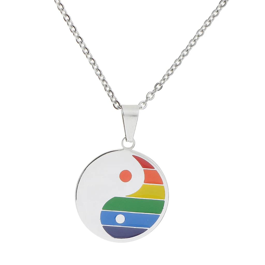 Rainbow PRIDE Stainless Steel Dog Tag Pendant Chain Necklace LGBT Jewelry