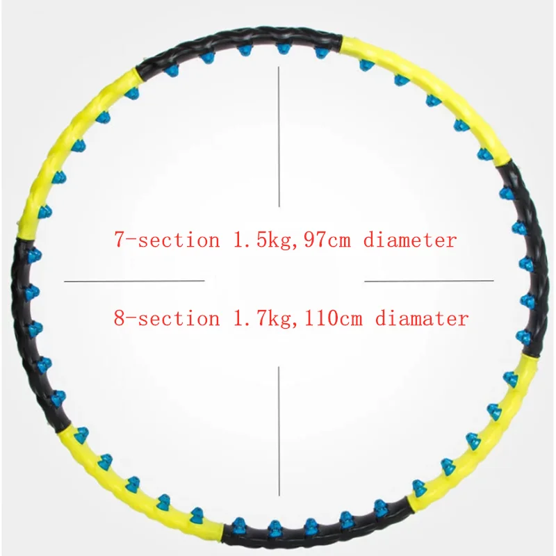 Women Outdoors Detachable 7/8 Parts 2-Row Magnetic Fitness Circle Easy To Install Indoor Massage Exercise Workout Sports Tool Fitness Hoop