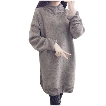 

Turtleneck Knitted Sweater Thick Winter Oversize Sweater Knitwear Plus Size Solid Warm Casual Sweater Women Clother pull femme