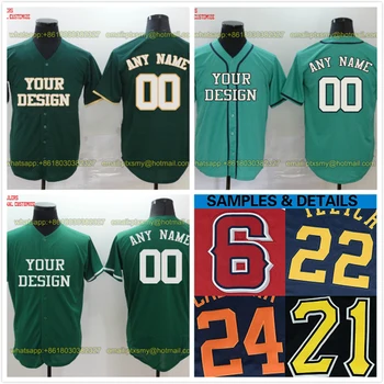 

Professional Customize Baseball Jerseys Embroidered Stitched Team Logo Name Number Softball Uniform Button Down Shirt Men Green